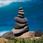 Balancing Rocks with Blue Ocean Waters in the Background