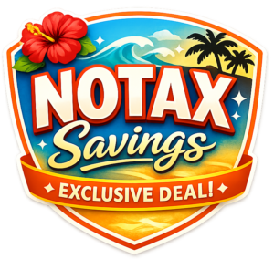Waikiki tax‑free vacation rental NOTAX savings exclusive deal badge Waikiki tax‑free vacation rental NOTAX savings exclusive deal badge